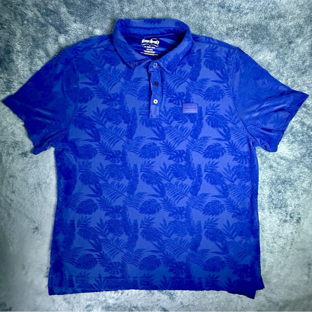 Dogg Supply by Snoop Polo Shirt Men’s 2XL Royal Blue Jacquard Terry Short Sleeve